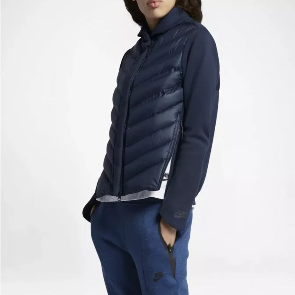 NIKE SPORTSWEAR TECH FLEECE AEROLOFT WOMEN'S DOWN BOMBER SIZE: SMALL COLOR: NAVY